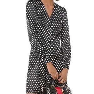 CBR Polka Dot Dress Long Sleeve Silky Cotton Blend Size Small
